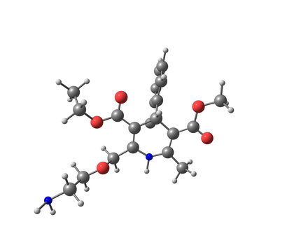 Amlodipine molecule isolated on white