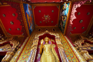 Golden Buddha statue in temple ,Thailand
