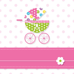 baby girl stroller greeting card