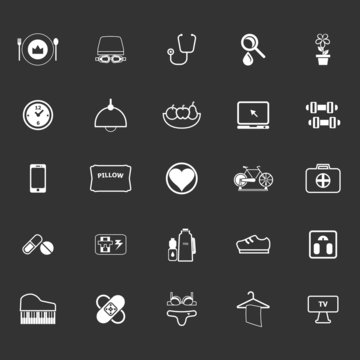Quality life line icons on gray background