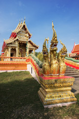 Fototapeta premium three heads Naga statue at temple ,Thailand