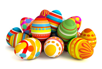 Happy Easter. Pile of eggs. Conceptual illustration