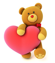 Toy teddy bear holding a heart