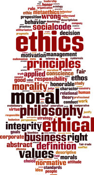 Ethics word cloud concept. Vector illustration