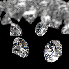 Diamonds 3d composition on black background