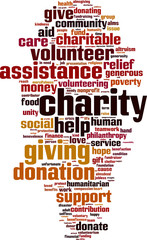 Obraz premium Charity word cloud concept. Vector illustration