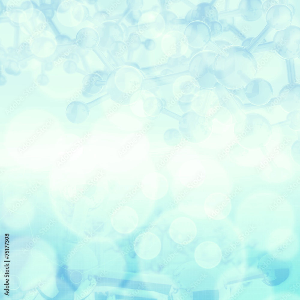 Wall mural abstract molecules medical blue background