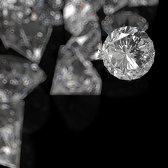 Diamonds isolated on black surface