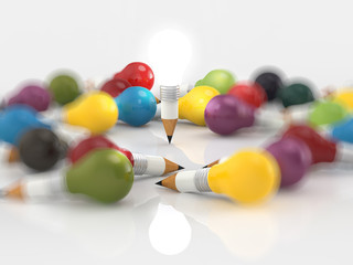 drawing idea pencil and light bulb concept creative