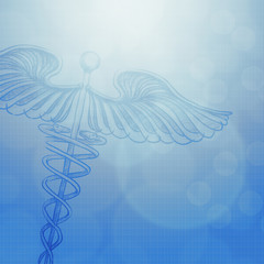 caduceus with abstract  medical concept background