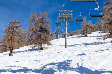 Ski lift in the forest