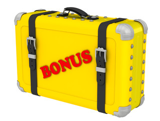Бонус (Bonus). Надпись на желтом чемодане