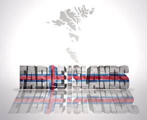 Word Faroe Islands on a map background