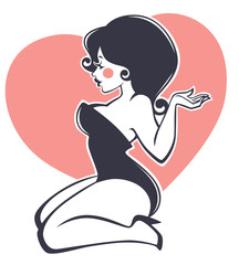 vector image of attractive oversize pinup girl