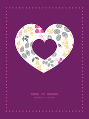 Vector abstract pink, yellow and gray leaves heart symbol frame
