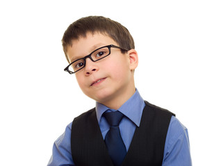 portrait of a boy in business suit