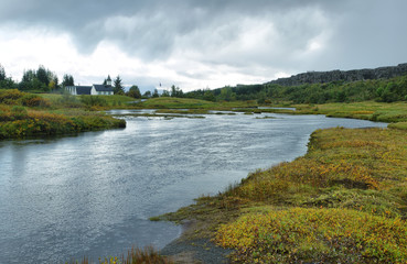Fototapeta na wymiar Rural Icelandic church, Pingvellir national park