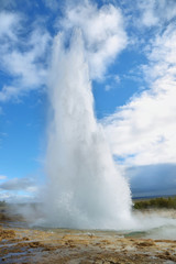 Eruption of Strokkur Geyser in Iceland