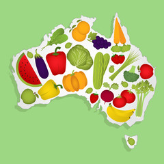 Map of Australia with fruits