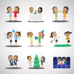 Friends And Friendship, Social People Set - Isolated On Gray Background - Vector Illustration, Graphic Design, Editable For Your Design