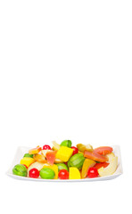Mix variety of pickled fruit of papaya, mango, cherry and jicama