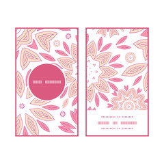 Vector pink abstract flowers vertical round frame pattern