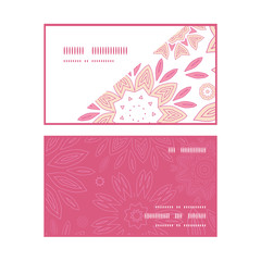 Vector pink abstract flowers horizontal corner frame pattern