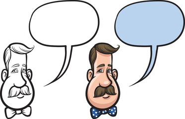 cartoon smiling man with bow tie face