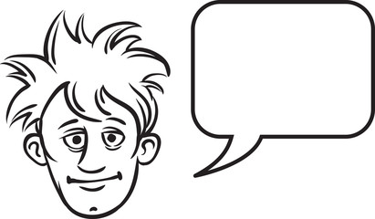whiteboard drawing - teenager face with speech bubble