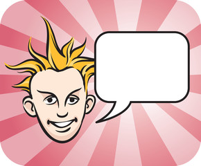 Punk blond face with speech bubble