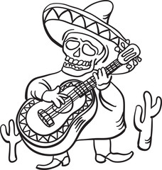 whiteboard drawing - mexican traditional character with guitar