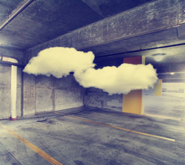 clouds in a parking lot