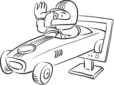 Car Illustration Clipart Hd PNG, Hand Drawn Illustration Racing Car Illustration