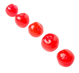 Pickled cherry fruit over white background