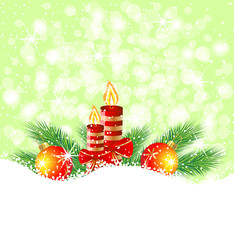 christmas still life with candles and marbles