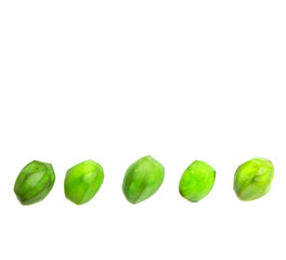 Pickled mango fruit over white background