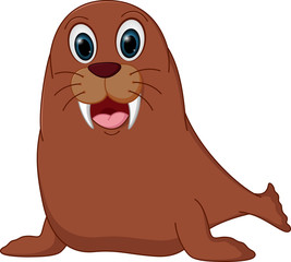 Happy walrus cartoon