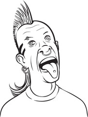 whiteboard drawing - grimacing punk tongue out