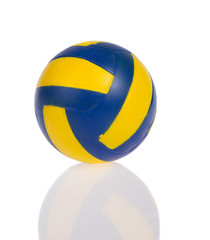 blue and yellow ball with reflection