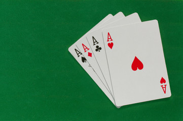 Ace on the green background