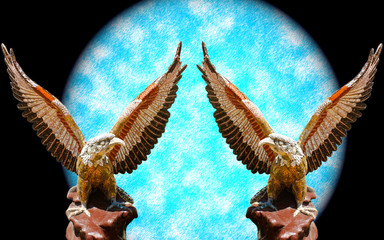 two flying eagle