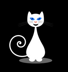 cat smiling on black background