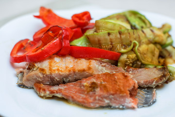 Grilled Salmon And Mixed Vegetable