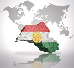 Map of Kurdistan on a world map background
