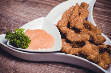 deep fried chiken breast strips