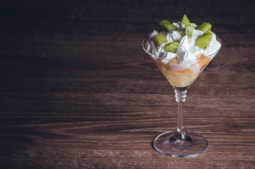 fruit salad with whiped cream