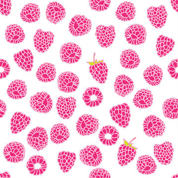 seamless pattern of delicious ripe raspberries