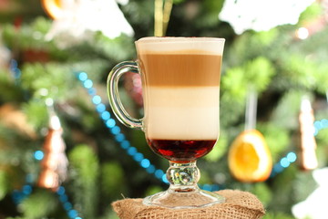 Picture new year on cappuccino in  cup