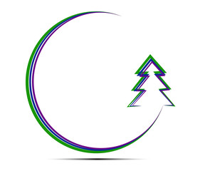 round frame with Christmas tree