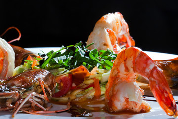 shrimp on a white plate